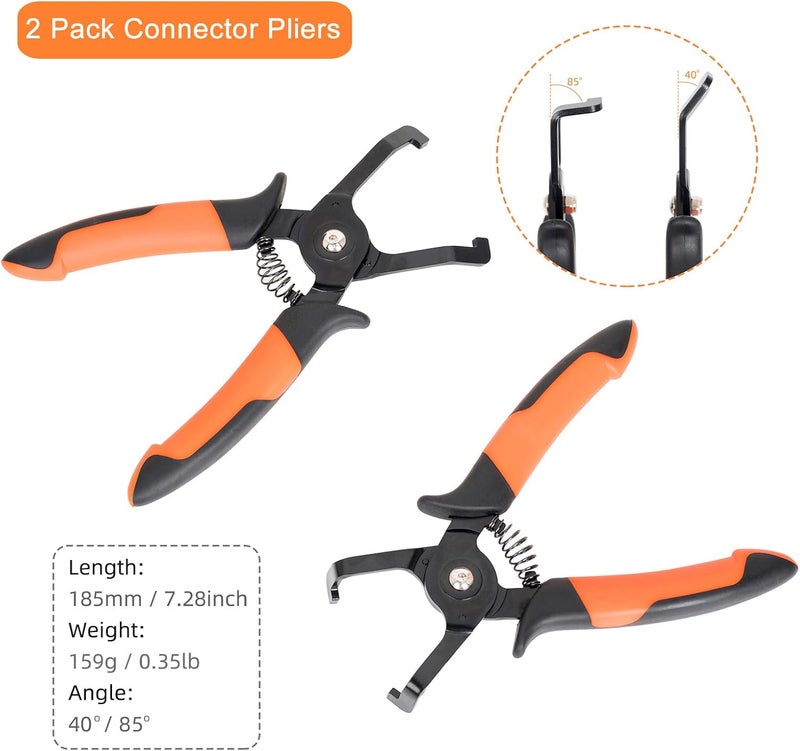 PLATATO 2PCS Disconnect Pliers Set EVAP and Fuel Line Disconnect Tool Set Includes 40 Degree and 85 Degree Automotive Universal Electrical Connector Pliers 7.28 Inch - Image 3